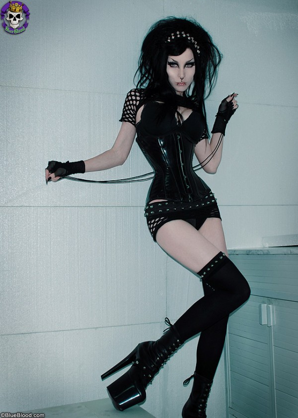 razorcandi stockings razor candi blueblood blue blood death rock  deathrock