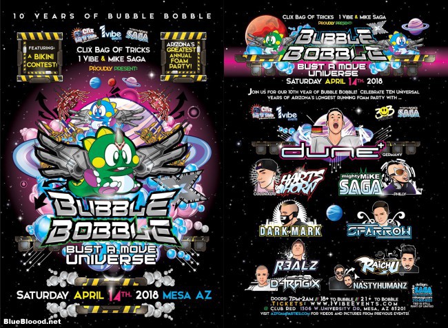 Bubble Bobble Foam Party Flyer 2018