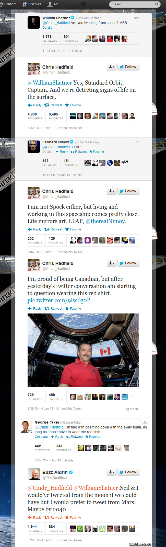 chris hadfield tweeting from space