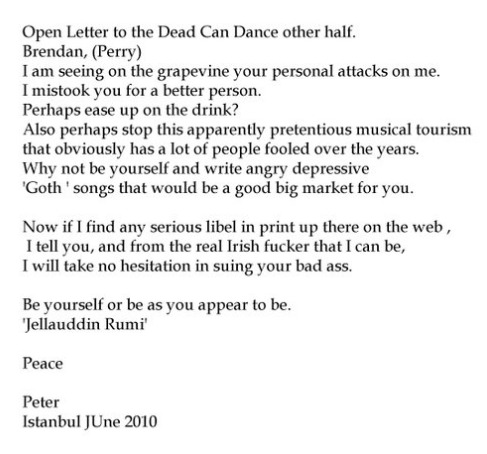 peter murphy brendan perry letter